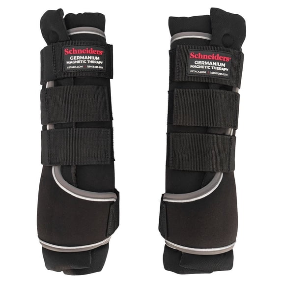 Schneiders Germanium Magnetic Therapy Stable Quick Wraps for Horses | 3-in-1 Circulation Boosting Leg Support for Recovery & Comfort | Color Black | Size Large