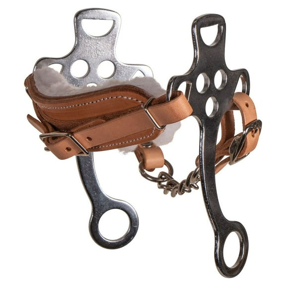 Schneiders Hackamore Fleece Lined 6 Chrome Plated Cheek | Fleece Lined Nose Band