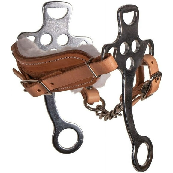 Schneiders Hackamore Fleece Lined 6 Chrome Plated Cheeks | Ideal for Well-Broke, Mature Horses | Gentle Control with Fleece Lined Nose Band | Chrome Plated for Durability