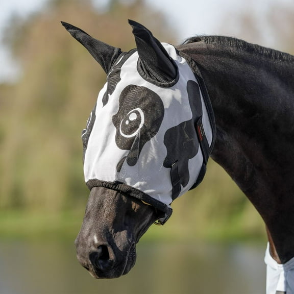 Schneiders Horse Fly Mask with Soft Mesh Ears | Cow Design | Size Cob
