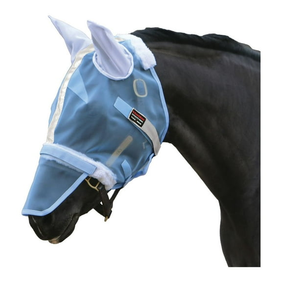 Schneiders Mosquito Mesh II Fly Masks Horse With Nose Cover | Blue | Cob