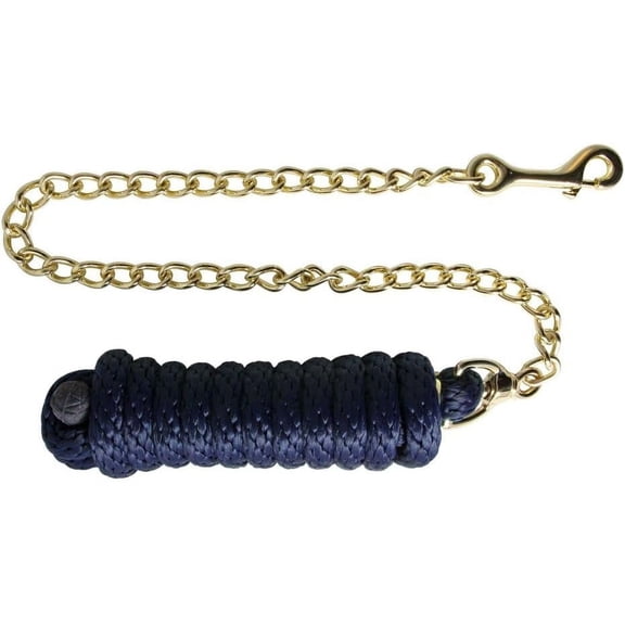 Schneiders Nylon Lead Rope with Brass Plated Chain | Durable & Rot-Resistant | 30 Brass-Plated Chain for Added Control | 8 Feet | Color Navy