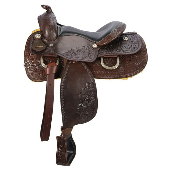 Schneiders Open Range II Tooled Western Show Saddle | Color Dark Oil | Size 15