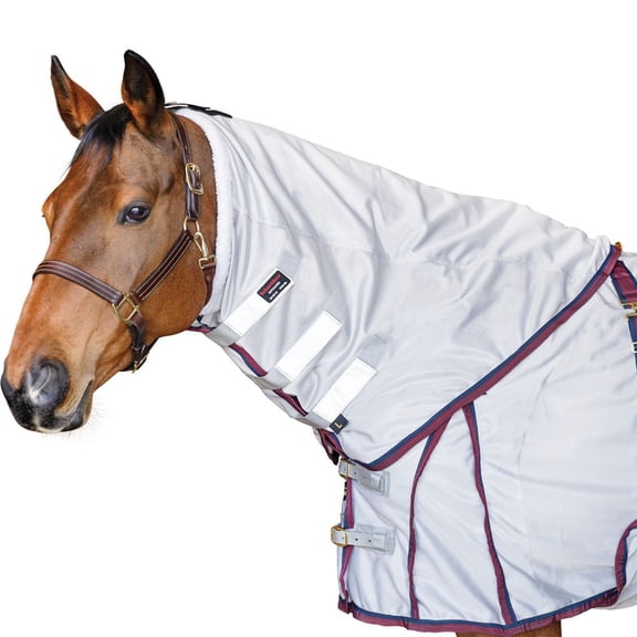 Schneiders RipGuard II Fly Neck Cover for Horses | Adjustable Fit | Gray | Size Medium