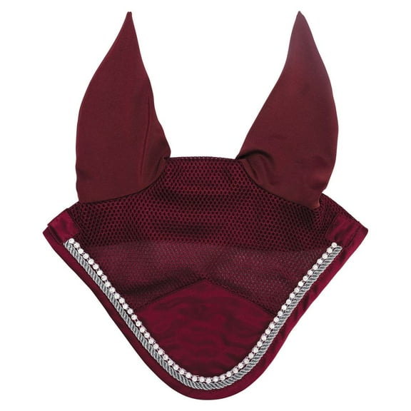 Schneiders Satin Fly Bonnet with Clear Crystals | Breathable Mesh | Color Merlot