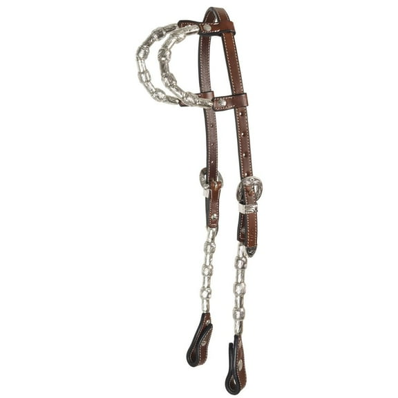 Schneiders Two Ear Silver Plated Concho Western Show Headstall | Dark Oil | Small Horse