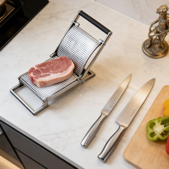 Schnitzel Press Machine, Stainless Steel Manual Meat Tenderizer for Beef, Pork, Chicken, Steak and Cutlets