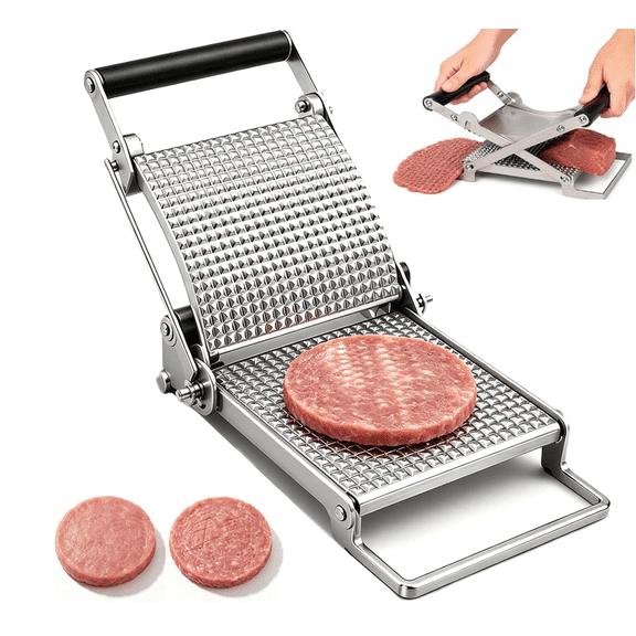 Schnitzel Press Machine, Stainless Steel Manual Schnitzel Press Machine, Hand Crank Jerky Slicer Tenderizer Tool, Kitchen Gadget for Home BBQ Cooking Meal Prep Tool