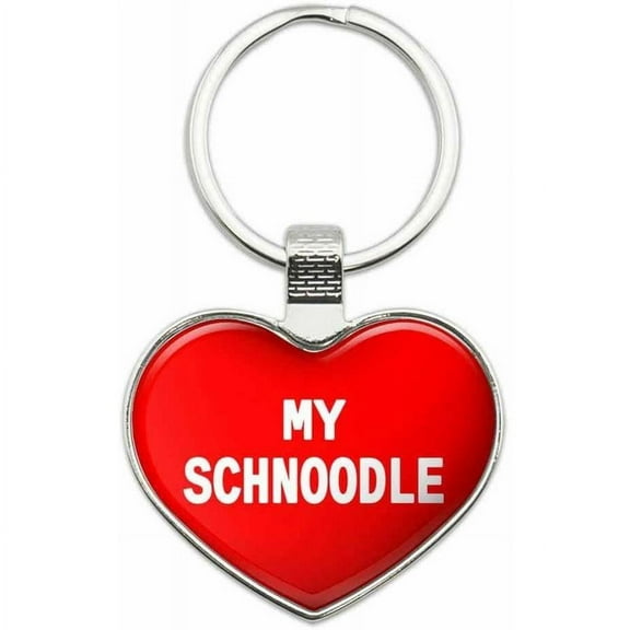 Schnoodle - I Love My Pet Metal Heart Keychain Key Chain Ring, Multiple Colors Available