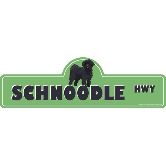 Schnoodle Street Sign | Indoor/Outdoor | Dog Lover Funny Home Décor for Garages, Living Rooms, Bedroom, Offices | SignMission personalized gift | 36" Wide