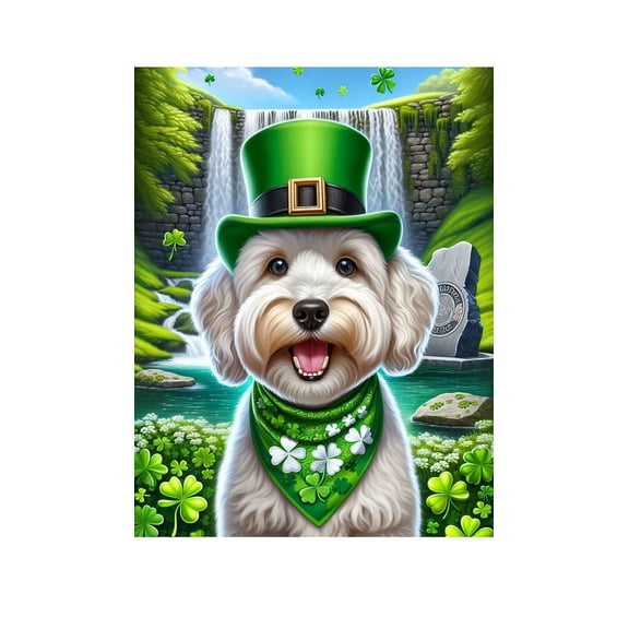 Schnoodle White - Best of Breed DCR Saint Patricks Day House Flag 28" x 40"