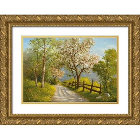 Schoelnhammer, Heinz 24x18 Gold Ornate Wood Framed with Double Matting Museum Art Print Titled - SPRING REVERIE