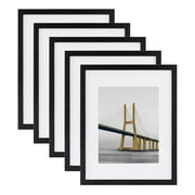 Scholartree 11 x 14 5-in-1 Wood Picture Frames Set-11x14 Matted to 8x10 Wall Frames, Black