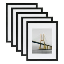 Scholartree 11 x 14 5-in-1 Wood Picture Frames Set-11x14 Matted to 8x10 Wall Frames, Black