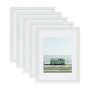 Scholartree 11 x 14 5-in-1 Wood Picture Frames Set-11x14 Matted to 8x10 Wall Frames, White