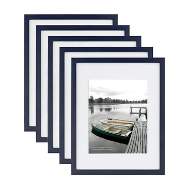 Scholartree 11 x 14 5-in-1 Wood Picture Frames Set-11x14 Matted to 8x10 Wall Frames, Blue