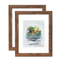 Scholartree 11 x 14 Wood Gallery Picture Frames Set of 2-11x14 Matted to 8x10 Wall Frames, Brown
