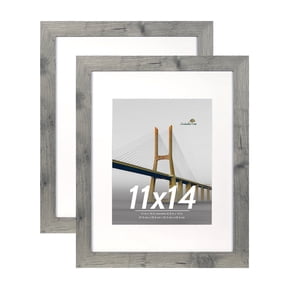 Scholartree 11 x 14 Wood Gallery Picture Frames Set of 2-11x14 Matted to 8x10 Wall Frames, Gray