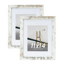 Scholartree 11 x 14 Wood Gallery Picture Frames Set of 2-11x14 Matted to 8x10 Wall Frames, White