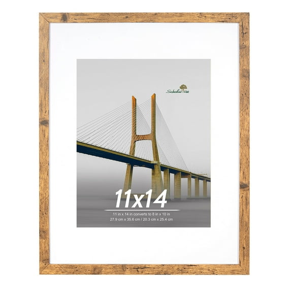 Scholartree 11x14 Matted to 8x10 Linear Gallery Wall Picture Frame, Brown