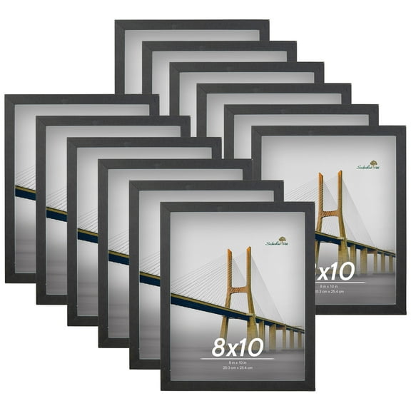 Scholartree 12 Pack 8x10 Picture Frames, Black Photo Frames Bulk for Wall or Tabletop Decoration, Black