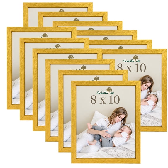 Scholartree 12 Pack 8x10 Picture Frames, Black Photo Frames Bulk for Wall or Tabletop Decoration, Gold