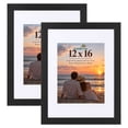 thumbnail image 1 of Scholartree 12 x 16 2-in-1 Wood Picture Frames Set-12x16 Matted to 8.5x11 Wall Frames, Black, 1 of 5