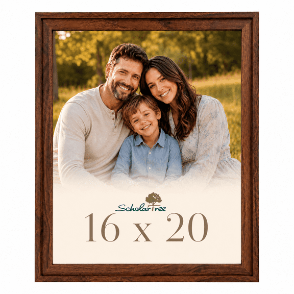 Scholartree 16x20 Picture Frame, Brown Poster Frame for Wall Frame Display, MDF Wood with Acrylic Cover