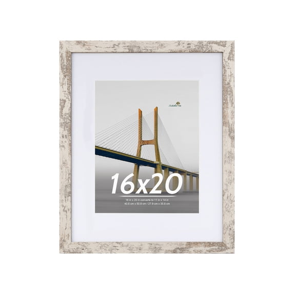 Scholartree 16x20 Wood Gallery Poster Frame, 16x20 Matted to 11x14 Wall Frames, White