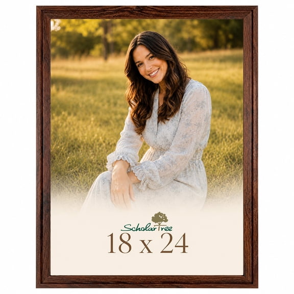 Scholartree 18x24 Picture Frame, Brown Poster Frame for Wall Frame Display, MDF Wood with Acrylic Cover