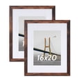 thumbnail image 1 of Scholartree 2 PACK 16x20 Wood Gallery Poster Frame, 16x20 Matted to 11x14 Wall Frames, Brown Oak, 1 of 11
