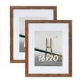 thumbnail image 1 of Scholartree 2 PACK 16x20 Wood Gallery Poster Frame, 16x20 Matted to 11x14 Wall Frames, Brown, 1 of 8