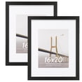 thumbnail image 1 of Scholartree 2 PACK 16x20 Wood Gallery Poster Frame, 16x20 Matted to 11x14 Wall Frames, Black, 1 of 9
