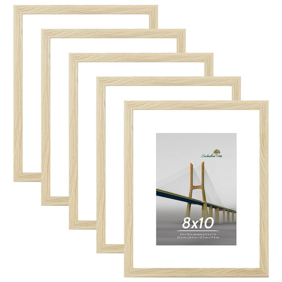 Scholartree 5 PACK 8x10 Gallery Wall Picture Frame Set, 8x10 Wall Picture Frames or Tabletop, Wood Grain Finish