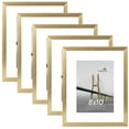 thumbnail image 1 of Scholartree 5 PACK 8x10 Tabletop Picture Frame, Display Photos 5x7 with Mat or 8x10 Without Mat, Gold, 1 of 6