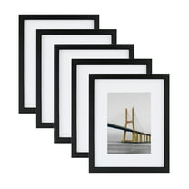Scholartree 5 PACK 8x10 Wood Picture Frames, 8x10 Matted to 5x7 Tabletop Picture Frame, Black