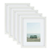 Scholartree 5 PACK 8x10 Wood Picture Frames, 8x10 Matted to 5x7 Tabletop Picture Frame, White