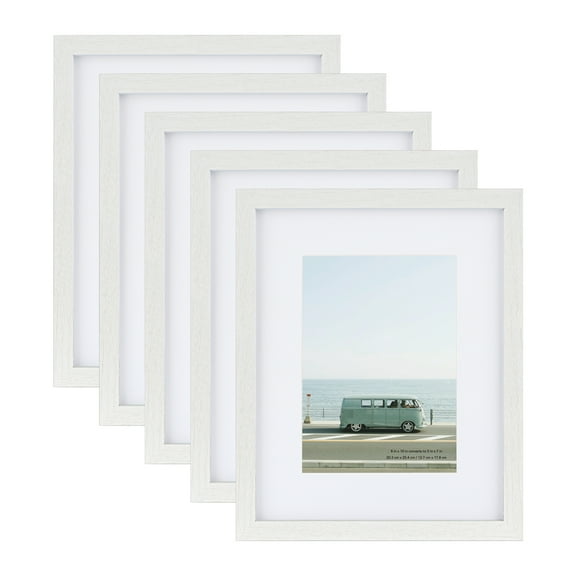 Scholartree 5 PACK 8x10 Wood Picture Frames, 8x10 Matted to 5x7 Tabletop Picture Frame, White