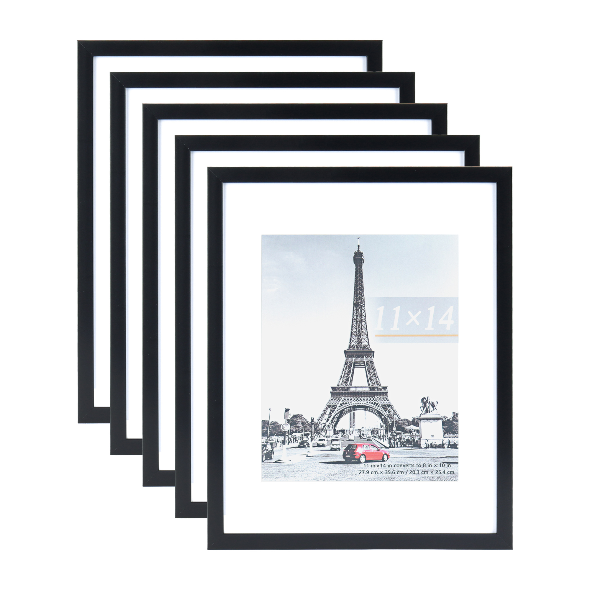 Scholartree 5-in-1 Contemporary Gallery Picture Frame Set, 11 x 14 Wall Picture Frames, Black - Walmart.com