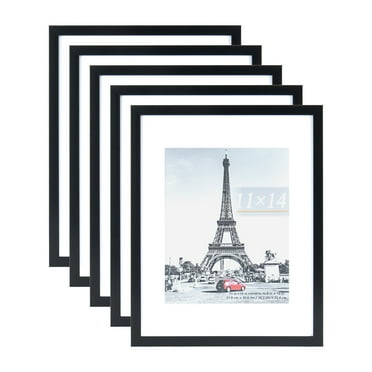 Scholartree 5-in-1 Contemporary Gallery Picture Frame Set, 11 x 14 Wall Picture Frames, Black