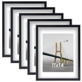 thumbnail image 1 of Scholartree 5-Pack Picture Frames, 8x10 with Mat & 11x14 Without Mat, Shatter-Safe Wall Gallery Set,Black, 1 of 7