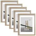 thumbnail image 1 of Scholartree 5-Pack Picture Frames, 8x10 with Mat & 11x14 Without Mat, Shatter-Safe Wall Gallery Set,Brown, 1 of 7