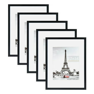Scholartree 5-in-1 Contemporary Gallery Picture Frame Set, 12 x 16 Wall Picture Frames, Black