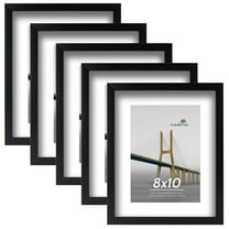 Scholartree 5-in-1 Contemporary Gallery Picture Frame Set, 8 x 10 Tabletop Picture Frames, Black