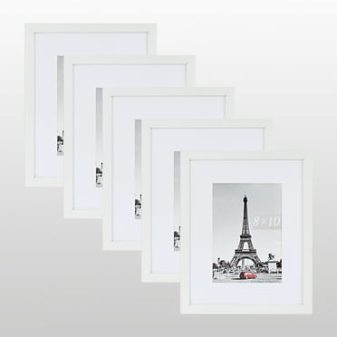 Scholartree 5-in-1 Contemporary Gallery Picture Frame Set, 8 x 10 Tabletop Picture Frames, White