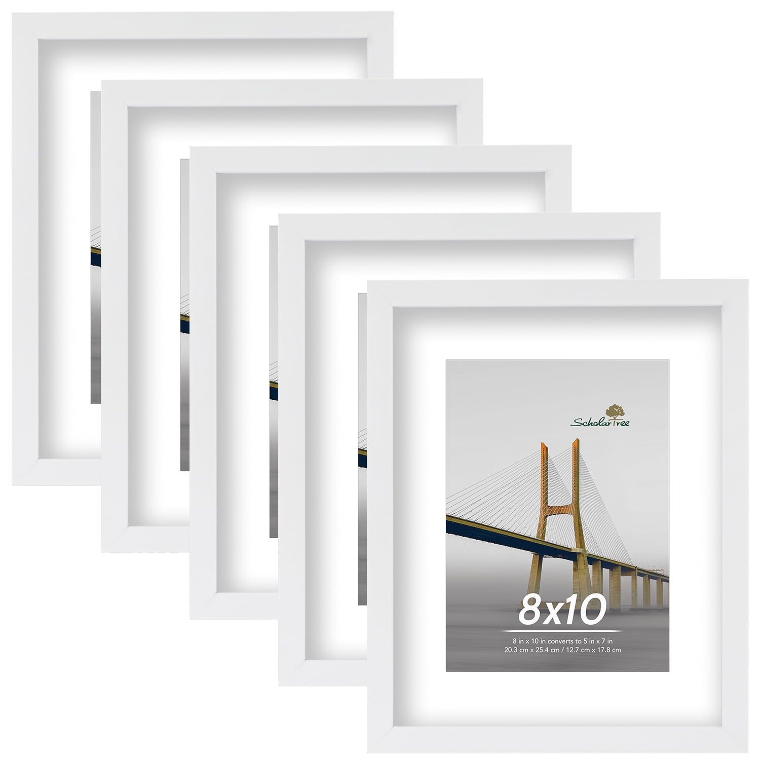 Scholartree 5-in-1 Contemporary Gallery Picture Frame Set, 8x10 and 5x7 ...