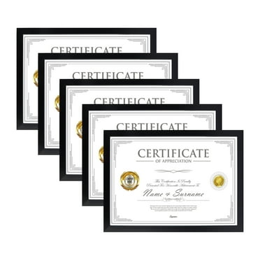 Scholartree 5-in-1 Contemporary Gallery Picture Frame Set, A4 Tabletop Picture Frames, Black