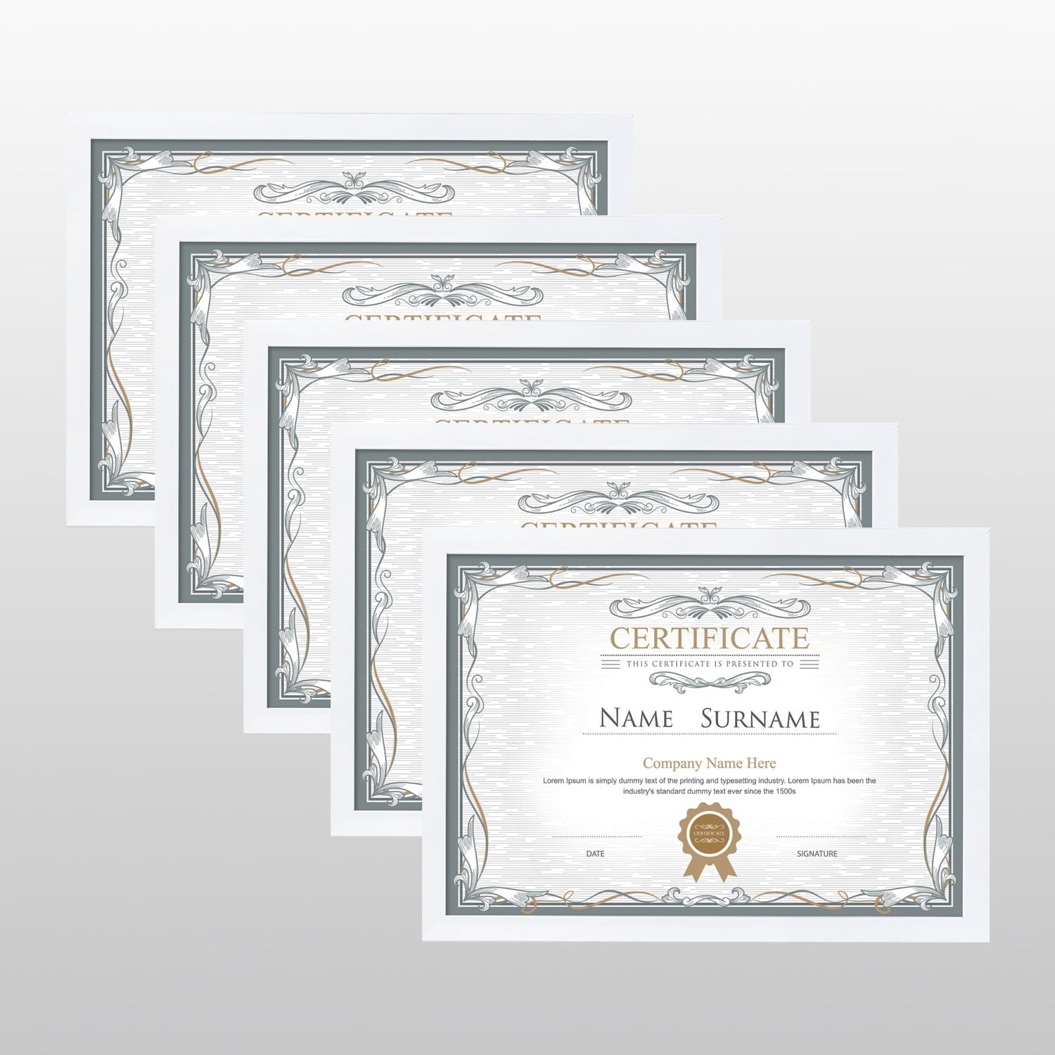 Scholartree 5P Contemporary Gallery Document Picture Frame Set, A4/8.5x11 Tabletop Picture Frames, White