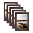 thumbnail image 1 of Scholartree 5-in-1 Wood Picture Frames Set, Front Loading Basic Tabletop 5 x 7 Picture Frame, Brown, 1 of 4