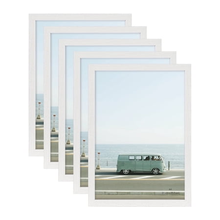 Scholartree 5-in-1 Wood Picture Frames Set, Front Loading Basic Tabletop A4 Picture Frame, White